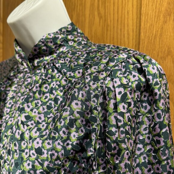 Kate Spade New York Flair Flora Devore Green & Purple Print Mini Dress - Size 14 - Picture 2 of 6